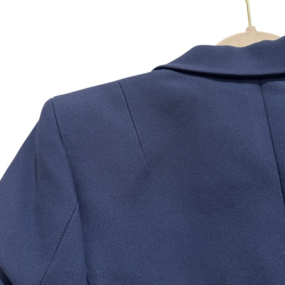 NWT Michael Kors Collection Cate Crush-Sleeve Blazer Preppy Designer Navy Sz 4 - Picture 8 of 16
